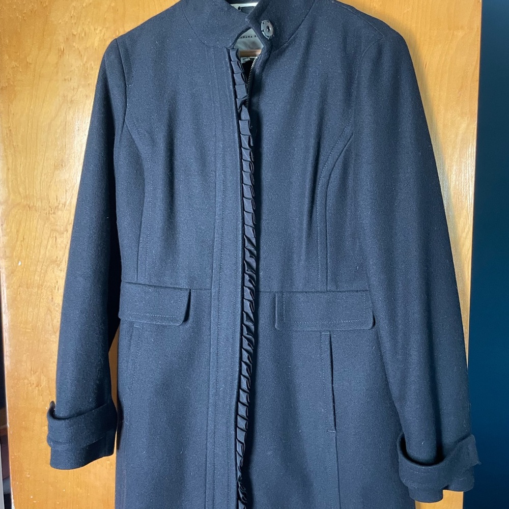 Banana Republic Black Felt Trench Coat